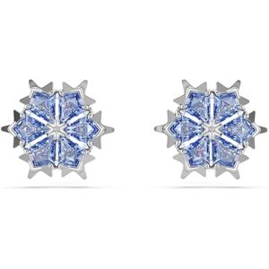 Swarovski Magic Ohrstecker, Blaue und Rhodinierte Ohrringe mit Schneeflocken-Motiv mit Grau-Blauem Zirkonia, Größe: 1 x 1 cm Swarovski Magic Ohrstecker, Blaue und Rhodinierte Ohrringe mit Schneeflocken-Motiv mit Grau-Blauem Zirkonia, Größe: 1 x 1 cm