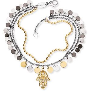 Engelsrufer Damen Armband & Fußkettchen Hand Fatima, Edelstahl Bicolor, verstellbar, Schutzsymbol, nickelfrei Engelsrufer Damen Armband & Fußkettchen Hand Fatima, Edelstahl Bicolor, verstellbar, Schutzsymbol, nickelfrei