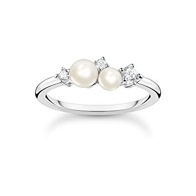 THOMAS SABO Ring Perlen mit weißen Steinen silber 925 Sterlingsilber THOMAS SABO Ring Perlen mit weißen Steinen silber 925 Sterlingsilber