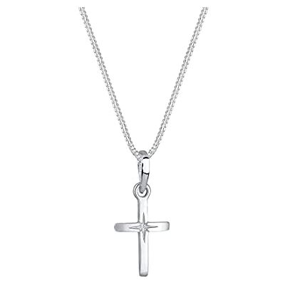 Elli Halskette Damen Kreuz Anhänger mit Sterngravur Filigran 925 Silber 450 mm lange filigrane Silberkette, Anhänger 14x10 mm, glänzende Oberfläche, Panzerkette mit Karabinerhaken aus 925 Silber Elli Halskette Damen Kreuz Anhänger mit Sterngravur Filigran 925 Silber 450 mm lange filigrane Silberkette, Anhänger 14x10 mm, glänzende Oberfläche, Panzerkette mit Karabinerhaken aus 925 Silber