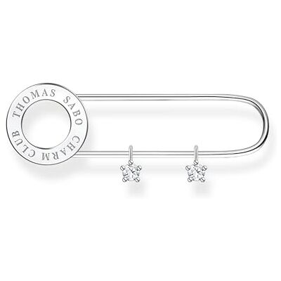 THOMAS SABO Sabo Brosche im Sicherheitsnadel-Stil aus 925er Sterlingsilber mit Weißen Steinen, Maße: 1,3cm x 4,3cm, X0279-225-14 THOMAS SABO Sabo Brosche im Sicherheitsnadel-Stil aus 925er Sterlingsilber mit Weißen Steinen, Maße: 1,3cm x 4,3cm, X0279-225-14