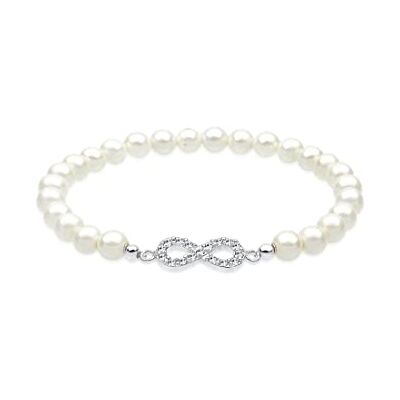 Elli Damen Armband Infinity Perle Kristalle in 925 Silber Lie Elli Damen Armband Infinity Perle Kristalle in 925 Silber Lie