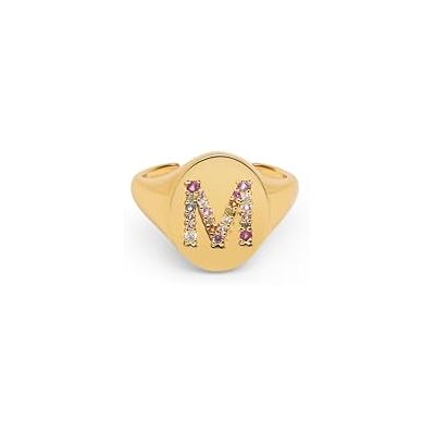 SINGULARU Personalisierter Ring Signet Letter Colors. Messing mit 18 Kt Vergoldeter Beschichtung und Zirkonia. Schmuck für Damen. Buchstabe A-Z. SINGULARU Personalisierter Ring Signet Letter Colors. Messing mit 18 Kt Vergoldeter Beschichtung und Zirkonia. Schmuck für Damen. Buchstabe A-Z.