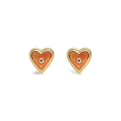 SINGULARU My Heart Ohrringe. Messing mit 18 Kt Vergoldeter Beschichtung und Emaille und Zirkonia. Schmuck für Damen. SINGULARU My Heart Ohrringe. Messing mit 18 Kt Vergoldeter Beschichtung und Emaille und Zirkonia. Schmuck für Damen.
