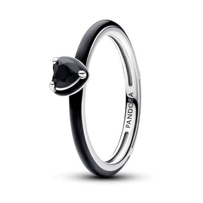 PANDORA ME Ring Herz, Sterlingsilber, mit schwarzem Kristall und schwarzer Emaille PANDORA ME Ring Herz, Sterlingsilber, mit schwarzem Kristall und schwarzer Emaille