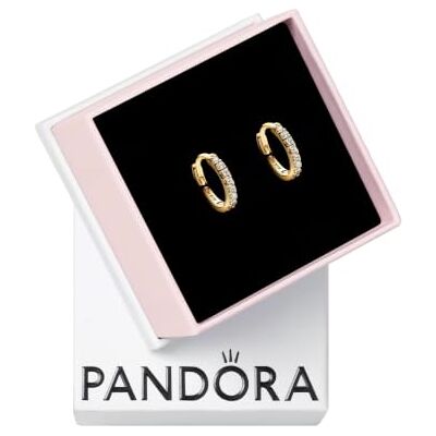PANDORA Timeless 14 Karat vergoldete Kreolen aus Metall mit klaren Cubic Zirkonia PANDORA Timeless 14 Karat vergoldete Kreolen aus Metall mit klaren Cubic Zirkonia