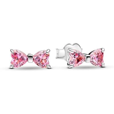 PANDORA Timeless Funkelnde Rosafarbene Schleife Ohrringe aus Sterling Silber mit Zirkonia, 293505C01 PANDORA Timeless Funkelnde Rosafarbene Schleife Ohrringe aus Sterling Silber mit Zirkonia, 293505C01