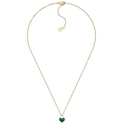 Fossil Damen goldfarbenes Edelstahlcollier mit herzförmigem Anhänger mit Karabinerverschluss Fossil Damen goldfarbenes Edelstahlcollier mit herzförmigem Anhänger mit Karabinerverschluss