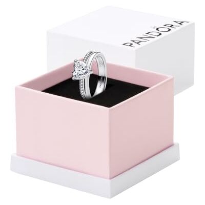 PANDORA Damen-Silberring Doppelschiene mit Herz 193100C01 PANDORA Damen-Silberring Doppelschiene mit Herz 193100C01