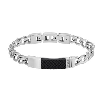 Fossil Herrenarmband aus Edelstahl oder Leder mit Faltverschluss Fossil Herrenarmband aus Edelstahl oder Leder mit Faltverschluss