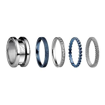 BERING Austauschbar Ring Set für Damen in Silber & Blau mit einzigartigem Twist- & Change System, Symphony-Set-A BERING Austauschbar Ring Set für Damen in Silber & Blau mit einzigartigem Twist- & Change System, Symphony-Set-A
