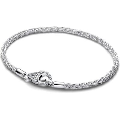 PANDORA Charm Armband Pavé Clasp Foxtail, 925 Sterling Silber Armband mit Zirkonia, Doppelketten Charm Bracelet Moments, Größe: 18 cm, 594462C01-18 PANDORA Charm Armband Pavé Clasp Foxtail, 925 Sterling Silber Armband mit Zirkonia, Doppelketten Charm Bracelet Moments, Größe: 18 cm, 594462C01-18