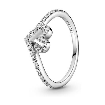 PANDORA Wishbone-Ring mit funkelndem Herz, Sterlingsilber, mit klarem Cubic Zirkonia PANDORA Wishbone-Ring mit funkelndem Herz, Sterlingsilber, mit klarem Cubic Zirkonia