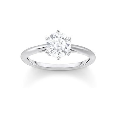 THOMAS SABO Ring mit weißem Stein im Brillantschliff Recyceltes 925 Sterling Silber Zirkonia TR2474-051-14 THOMAS SABO Ring mit weißem Stein im Brillantschliff Recyceltes 925 Sterling Silber Zirkonia TR2474-051-14