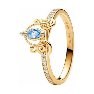 PANDORA Disney Ring Cinderella, 14-karätig vergoldet, mit klarem und elegant hellblauem Cubic Zirkonia PANDORA Disney Ring Cinderella, 14-karätig vergoldet, mit klarem und elegant hellblauem Cubic Zirkonia