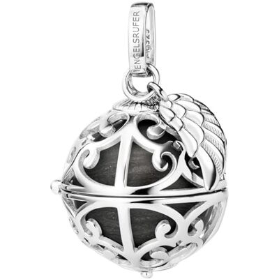 Engelsrufer Damen Anhänger für Halskette mit Flügel aus Sterling Silber mit austauschbarer Klangkugel M in der Farbe Perlmutt Grau, Anhänger zum Öffnen, Größe: 19,5 cm, ER-23-27-M Engelsrufer Damen Anhänger für Halskette mit Flügel aus Sterling Silber mit austauschbarer Klangkugel M in der Farbe Perlmutt Grau, Anhänger zum Öffnen, Größe: 19,5 cm, ER-23-27-M