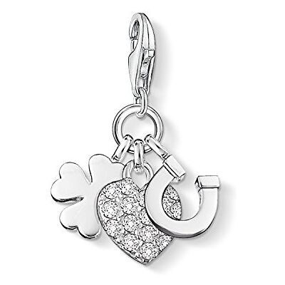 THOMAS SABO Damen Charm-Anhänger Herz Hufeisen Kleeblatt Charm Club 925 Sterling Silber 0870-051-14 THOMAS SABO Damen Charm-Anhänger Herz Hufeisen Kleeblatt Charm Club 925 Sterling Silber 0870-051-14