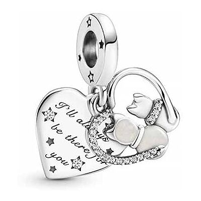 PANDORA Katzen & Herz Charm-Anhänger aus Sterling-Silber mit Zirkonia Steinen Moments Collection PANDORA Katzen & Herz Charm-Anhänger aus Sterling-Silber mit Zirkonia Steinen Moments Collection