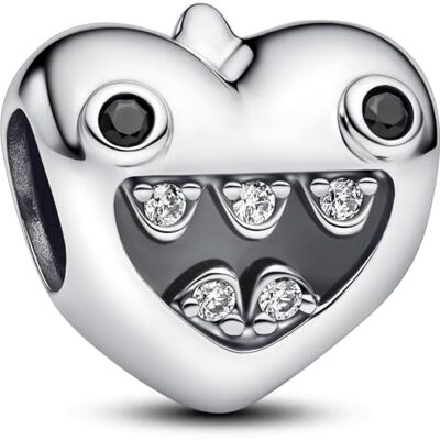 PANDORA Moments Mamas Kleine Monster Herz-Charm aus Sterling Silber mit Zirkonia, Kompatibel Moments Armbändern, 793768C01 PANDORA Moments Mamas Kleine Monster Herz-Charm aus Sterling Silber mit Zirkonia, Kompatibel Moments Armbändern, 793768C01