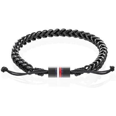 Tommy Hilfiger Jewelry Herren-Armband aus Edelstahl und Nylon verflochten mit verstellbarem Verschluss Tommy Hilfiger Jewelry Herren-Armband aus Edelstahl und Nylon verflochten mit verstellbarem Verschluss