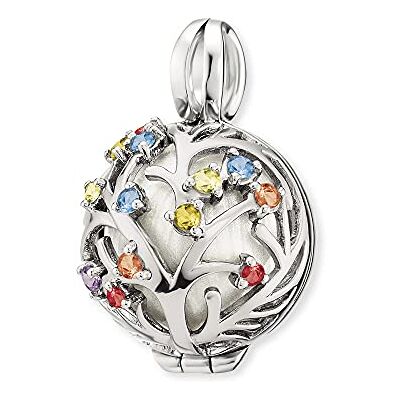 Engelsrufer Damen Anhänger mit Klangkugel Bloom Lebensbaum aus Sterling Silber besetzt mit 13 mehrfarbigen Zirkonia Steinen Anhänger zum Öffnen Größe: 25,5 mm Engelsrufer Damen Anhänger mit Klangkugel Bloom Lebensbaum aus Sterling Silber besetzt mit 13 mehrfarbigen Zirkonia Steinen Anhänger zum Öffnen Größe: 25,5 mm