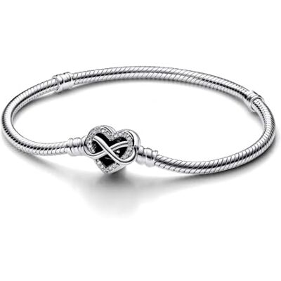 PANDORA Moments Schlangenketten-Armband, Sterlingsilber, mit Ewigkeits-Herzverschluss mit klarem Cubic Zirkonia PANDORA Moments Schlangenketten-Armband, Sterlingsilber, mit Ewigkeits-Herzverschluss mit klarem Cubic Zirkonia