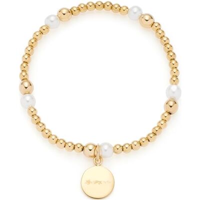 JEWELS BY LEONARDO Armband Mathilde • elastische Arm-Kette aus goldfarbenem Edelstahl • Edelstahl-Perlen, Imitationsperlen und Münzplättchen-Anhänger • 19,5 cm Länge • Geschenk Damen • 024275 JEWELS BY LEONARDO Armband Mathilde • elastische Arm-Kette aus goldfarbenem Edelstahl • Edelstahl-Perlen, Imitationsperlen und Münzplättchen-Anhänger • 19,5 cm Länge • Geschenk Damen • 024275