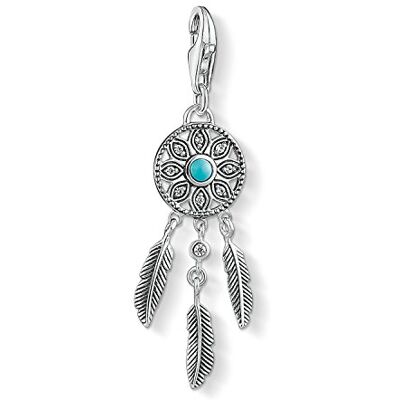 THOMAS SABO Damen Charm-Anhänger Ethno Traumfänger Charm Club Zirkonia Weiß Türkis 925 Sterling Silber 1326-646-17 THOMAS SABO Damen Charm-Anhänger Ethno Traumfänger Charm Club Zirkonia Weiß Türkis 925 Sterling Silber 1326-646-17