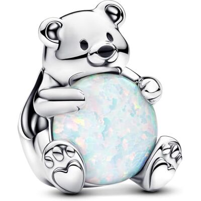 PANDORA Moments Eisbär Charm aus Sterling Silber mit synthetischer Opal, Kompatibel Moments Armbänder, 793589C01 PANDORA Moments Eisbär Charm aus Sterling Silber mit synthetischer Opal, Kompatibel Moments Armbänder, 793589C01