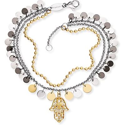 Engelsrufer Damen Armband & Fußkettchen Hand Fatima, Edelstahl Bicolor, verstellbar, Schutzsymbol, nickelfrei Engelsrufer Damen Armband & Fußkettchen Hand Fatima, Edelstahl Bicolor, verstellbar, Schutzsymbol, nickelfrei