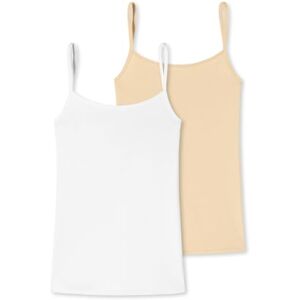 Uncover by Schiesser Cotton Spaghetti Top 2er Pack (L Weiß/Sand) Uncover by Schiesser Cotton Spaghetti Top 2er Pack (L Weiß/Sand)