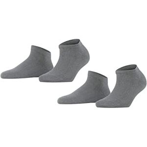 FALKE Damen Sneakersocken Happy Double Pack W Sn Baumwolle kurz einfarbig 2 Paar, Grau Light Grey Melange 3390, 39-42 FALKE Damen Sneakersocken Happy Double Pack W Sn Baumwolle kurz einfarbig 2 Paar, Grau Light Grey Melange 3390, 39-42