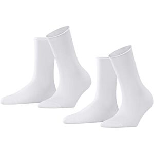 FALKE Damen Socken Happy Double Pack W So Baumwolle einfarbig 2 Paar, Weiß White 2000, 39-42 FALKE Damen Socken Happy Double Pack W So Baumwolle einfarbig 2 Paar, Weiß White 2000, 39-42