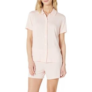 Amazon Essentials x Sofia Grainge Damen Pyjama-Set, eng anliegend, mit kurzen Ärmeln, Hellrosa, M Amazon Essentials x Sofia Grainge Damen Pyjama-Set, eng anliegend, mit kurzen Ärmeln, Hellrosa, M