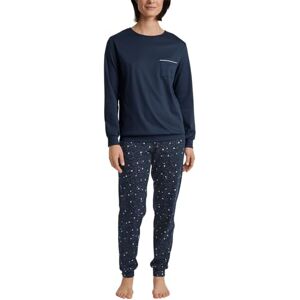 CALIDA Sweet Dreams Bündchen-Pyjama Damen, aus 100% Baumwolle, Hose mit stoffbezogenem Gummibund Peacoat Blue 44-46 CALIDA Sweet Dreams Bündchen-Pyjama Damen, aus 100% Baumwolle, Hose mit stoffbezogenem Gummibund Peacoat Blue 44-46