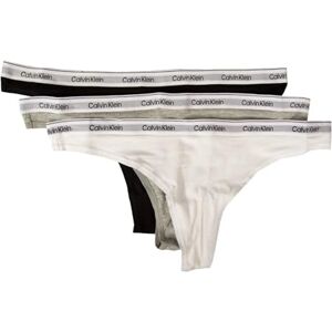 Calvin Damen 3er Pack Strings Thong Unterwäsche, Mehrfarbig (Black/White/Grey Heather), M Calvin Damen 3er Pack Strings Thong Unterwäsche, Mehrfarbig (Black/White/Grey Heather), M