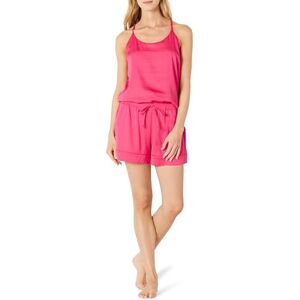 Amazon Essentials Damen Set aus Pyjama-Top und Shorts aus Satin, Intensive Rosa, M Amazon Essentials Damen Set aus Pyjama-Top und Shorts aus Satin, Intensive Rosa, M
