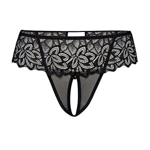 Teyli Damen Ouvert Tanga Tanga mit Loch Höschen mit Offenem Schritt Slips im Schritt Offen Unterwäsche mit Spitze Blumenmotiv Schwarz S/M Teyli Damen Ouvert Tanga Tanga mit Loch Höschen mit Offenem Schritt Slips im Schritt Offen Unterwäsche mit Spitze Blumenmotiv Schwarz S/M