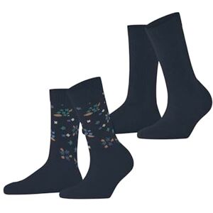 ESPRIT Damen Socken Flower Rib Multipack W So Baumwolle gemustert 2 Paar, Blau Marine 6120, 35-38 ESPRIT Damen Socken Flower Rib Multipack W So Baumwolle gemustert 2 Paar, Blau Marine 6120, 35-38