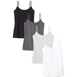 Amazon Essentials Damen Slim Fit Camisole 4er Pack, Black/Charcoal Heather/Light Grey Heather/White, S Amazon Essentials Damen Slim Fit Camisole 4er Pack, Black/Charcoal Heather/Light Grey Heather/White, S