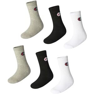 Champion Unisex Socks Basics 6pk Crew Füßlinge, Hellgrau Melange/Weiß/Schwarz, 31-34 EU Champion Unisex Socks Basics 6pk Crew Füßlinge, Hellgrau Melange/Weiß/Schwarz, 31-34 EU