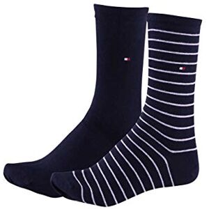Tommy Hilfiger Damensocken Doppelpack Uni/Ringel mittelblau Größe 39-42 Tommy Hilfiger Damensocken Doppelpack Uni/Ringel mittelblau Größe 39-42