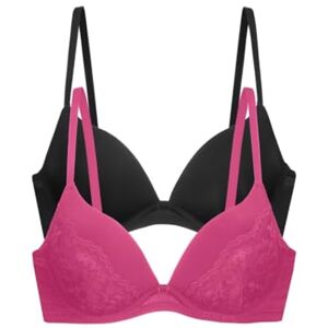 Dorina 2er-Pack Push-Up Plunge BHS WILLA – Bügel-BH, Gepolstert, Verstellbare Träger, Spitze & Microfaser, Damen, Rosa & Schwarz Dorina 2er-Pack Push-Up Plunge BHS WILLA – Bügel-BH, Gepolstert, Verstellbare Träger, Spitze & Microfaser, Damen, Rosa & Schwarz
