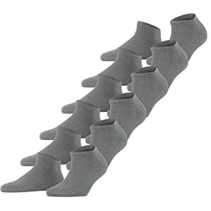 FALKE Damen Sneakersocken Happy Multipack W Sn Baumwolle kurz einfarbig 6 Paar, Grau Light Grey Melange 3390, 39-42 FALKE Damen Sneakersocken Happy Multipack W Sn Baumwolle kurz einfarbig 6 Paar, Grau Light Grey Melange 3390, 39-42