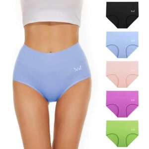 TANSTC Unterhosen Damen Unterwäsche Weich Baumwolle, 5er Pack Unterwäsche Frauen, Stretch Hohe Taille Panties Damen, Atmungsaktive Sexy Slip Damen, L, Schwarz Rosa Lila Blau Grün 6 Farben Einfarbig TANSTC Unterhosen Damen Unterwäsche Weich Baumwolle, 5er Pack Unterwäsche Frauen, Stretch Hohe Taille Panties Damen, Atmungsaktive Sexy Slip Damen, L, Schwarz Rosa Lila Blau Grün 6 Farben Einfarbig