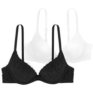 Dorina Damen Sonia Push-Up-BH 2er-Pack – Bügel-BHS mit Geformten Cups, Spitze und Glattem Mikrogewebe für Hebung und Komfort, Schwarz und Weiß Dorina Damen Sonia Push-Up-BH 2er-Pack – Bügel-BHS mit Geformten Cups, Spitze und Glattem Mikrogewebe für Hebung und Komfort, Schwarz und Weiß