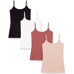 Amazon Essentials Damen Slim Fit Camisole 4er Pack, Schwarz/Ziegelrot/Dusty Pink/Weiß, Large Amazon Essentials Damen Slim Fit Camisole 4er Pack, Schwarz/Ziegelrot/Dusty Pink/Weiß, Large