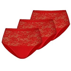 Teyli Damen Slip Taillenslip Baumwolle Hohe Taille mit Spitze 3er Pack Rot M Teyli Damen Slip Taillenslip Baumwolle Hohe Taille mit Spitze 3er Pack Rot M