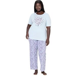 Ulla Popken Damen große Größen Übergrößen Plus Size Pyjama, Blüten, Rundhalsausschnitt, Halbarm blau 46+ 843256700-46+ Ulla Popken Damen große Größen Übergrößen Plus Size Pyjama, Blüten, Rundhalsausschnitt, Halbarm blau 46+ 843256700-46+