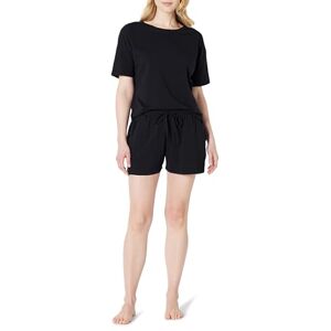 Amazon Essentials Damen Nachtwäsche-Set Aus Kurzärmeligem T-Shirt Und Shorts Aus Weichem Baumwollmix, Schwarz, M Amazon Essentials Damen Nachtwäsche-Set Aus Kurzärmeligem T-Shirt Und Shorts Aus Weichem Baumwollmix, Schwarz, M